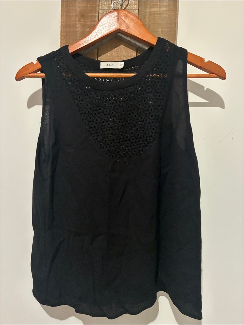 A.L.C. Black Eyelet Yoke Sleeveless Camisole